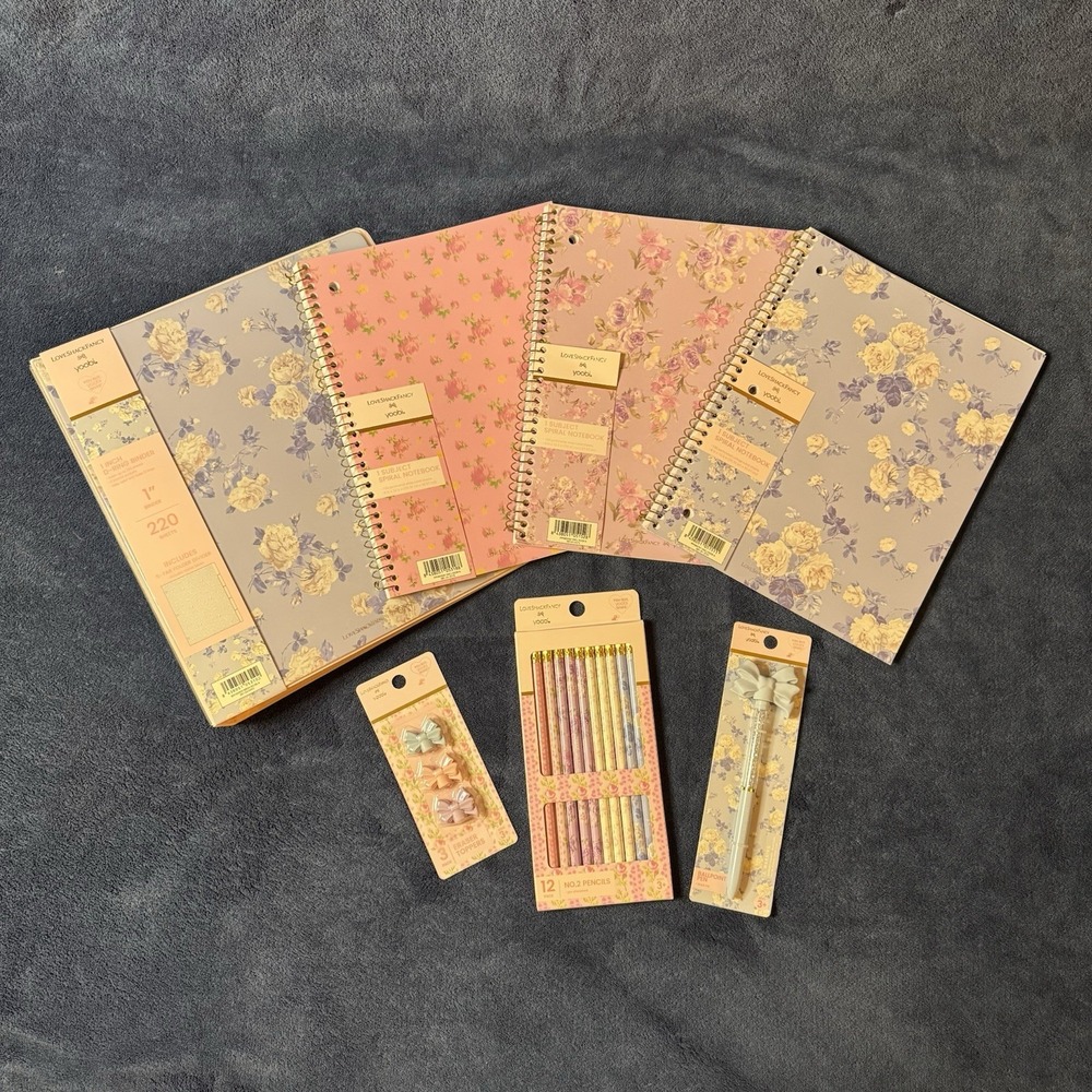 LoveShackFancy x Target Set Binder Dividers Notebooks Pen Pencils Erasers Blue